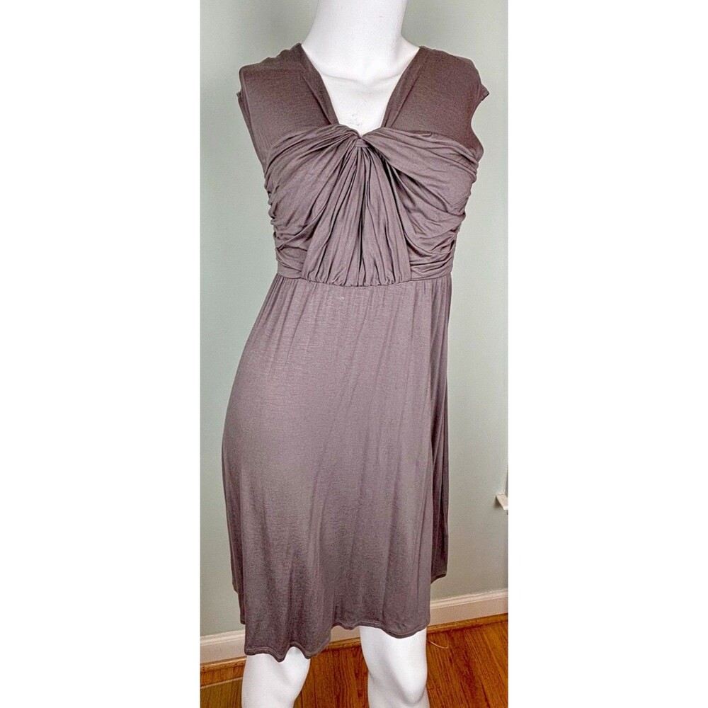 NWT Romantic Flowy Brown Knit Cap Sleeve Knee Length Dress  Size XSP